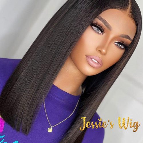 5X5CrystalLaceBluntCutHumanHairBoBLaceClosureWigs 3