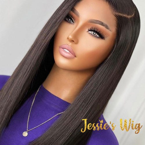 5X5CrystalLaceBluntCutHumanHairBoBLaceClosureWigs 4