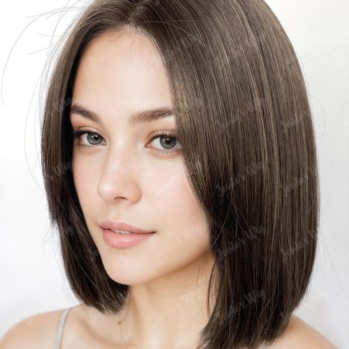 BrunetteCurtainBangsStraightLaceFrontSynthetic yythk 1