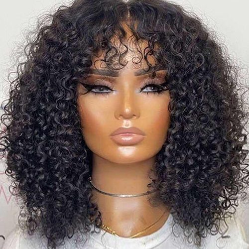 Full ThickBouncyCurlyBobLaceFrontalWigsClosureWigsWithBang df5058a6 5a32 48df 9786 3d1032bb589a